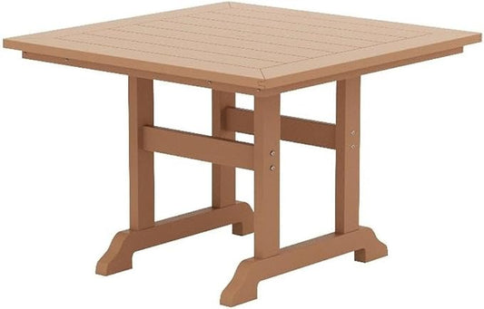 Costaelm Square Outdoor Dining Tables, 43'' Patio Table with Umbrella Hole for 4 Person, Balcony Outdoor Buffet Porch for Outside Lawn Porch Bistro Furniture, Teak