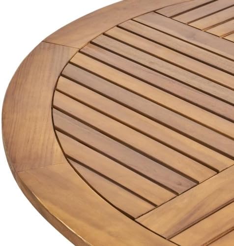 47.25" Round Acacia Wood Dining Table with Teak Finish, Weather-Resistant Slatted Patio Table for Outdoor & Indoor Use