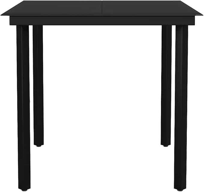 3-Piece Patio Dining Set, 31.5" Glass Table & 2 Rattan Chairs | Built with a sturdy steel frame and black PE rattan, designed for outdoor dining in gardens, balconies, and backyards.