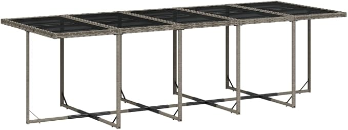 11 pcs Set Patio Dining Set & Outdoor Dining Set Gray Poly Rattan Garden Dining Set Balcony Furniture for Backyard Front Porch Lawn 108.3 x 41.7 x 28.7 in