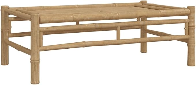 vidaXL Bamboo Patio Coffee Table - Outdoor Furniture with Durable Material and Easy-to-Clean Surface, 39.4"x21.7"x13" Dimensions, Assembly Required