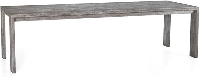 Pemberly Row Contemporary Wood Patio Dining Table, Recycled Teak, Natural Finish, 108.25 x 39.11 x 30.5 in, Modern Outdoor Table for up to 10 Chairs, Durable Design Suitable for Patio or Commercial