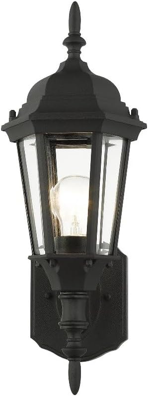 Livex Lighting 7551-14 Outdoor Wall Lantern with Clear Beveled Glass Shades, 16" x 6" x 16", Black