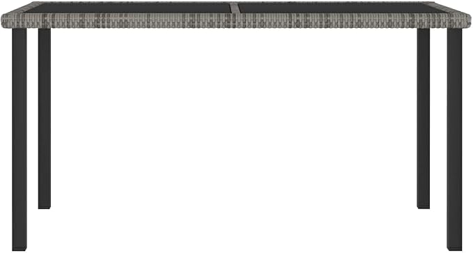 7 Piece Poly Rattan Patio Dining Set Gray | Steel Frame, Weather Resistant PE Rattan, Removable Seat Cushions, Lightweight