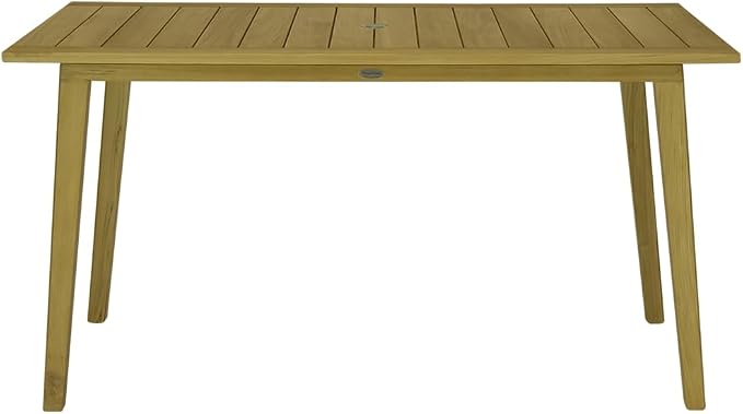 Royal Teak Collection Admiral Counter Height Table with Umbrella Hole, 32x65 Inch Outdoor Rectangular Wooden Teak Table, Residential and Commercial Outdoor Furniture (ADCHT65)