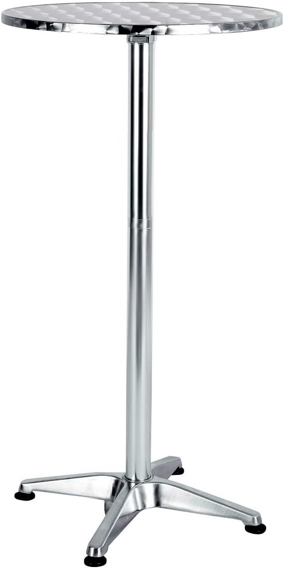 BTEXPERT 45" Bar Height 23.75" Round Aluminum Indoor Outdoor Restaurant Patio Table – Flip Top Table Stainless Steel Silver Commercial Furniture with 25.75" Base