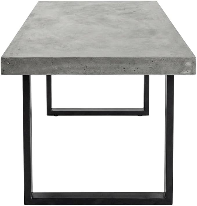Outdoor EscapeGray Cement Top Outdoor Dining Table for Six, Concrete Surface, Modern Design, Weather-Resistant, Garden and Backyard Use