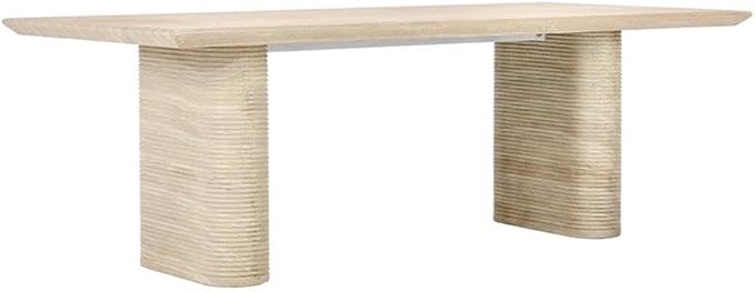 Classic Home Aiden 87" Travertine Beige Stripped Stone Outdoor Dining Table