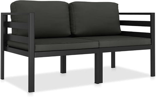2-Piece Garden Sofa Set, Anthracite Aluminum Modular Outdoor Sectional Corner Sofa Chairs with Cushions for Patio, Balcony and Terrace, Compact Seating Group