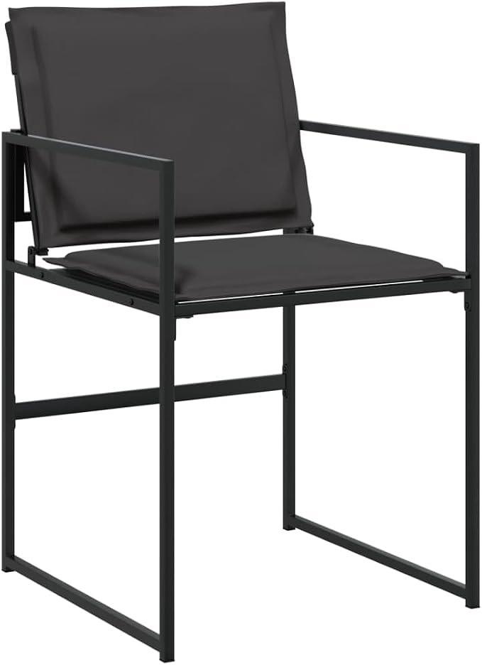 17 Piece Patio Dining Set with Cushions Black Textilene Outdoor Furniture Table Chairs Stools Tempered Glass UV Resistant Fade Proof Foldable Storage Space Saving