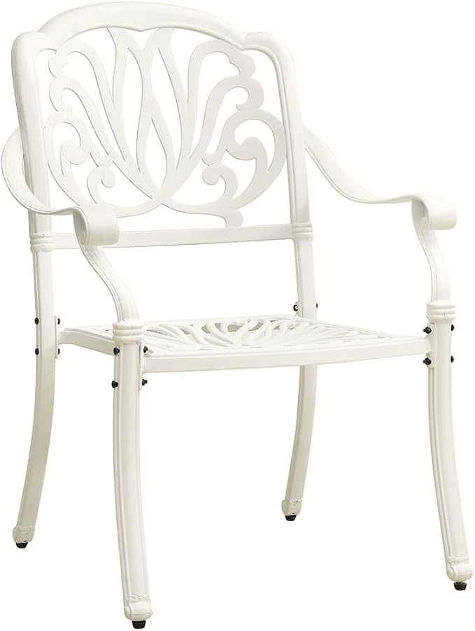 5 Piece Bistro Set Cast Aluminum White | Outdoor Dining Set, Weather-Proof, Umbrella Hole, Patio Balcony Use