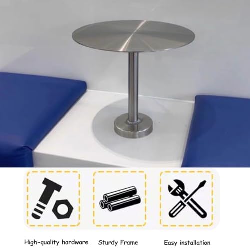 Modern Wall Mounted Small Round Stainless Steel Tray Table - Space-Saving Cafe Side Desk & Pub Bar End Table for Indoor/Outdoor Use (1.64ft)