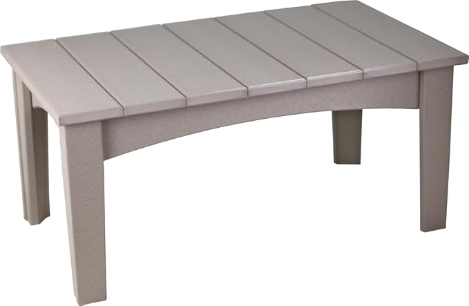 LuxCraft Island Coffee Table – HDPE Poly Lumber Outdoor Patio Table, Weather-Resistant Coastal Style, Low-Maintenance Durable Design (Weatherwood)
