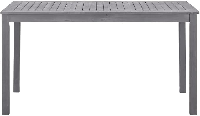 Grey Wash Solid Acacia Wood Garden Table 140cm, Wood Grey Table for Outdoor Patio Terrace, Durable Rectangular Dining Seats 4 People