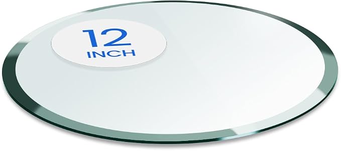 Dulles Glass 12 inch Round Glass Table Top - Tempered - 1/2" Thick Glass Surface, Safe Beveled Edge, Multipurpose for Dining Table, Patio, Coffee and End Table