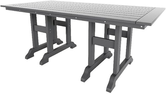 Costaelm Rectangle Outdoor Dining Tables, 71'' Patio Table with Umbrella Hole for 6 Person, Balcony Outdoor Buffet Table, Porch Tables for Outside Lawn Porch Bistro Furniture, Gray