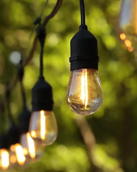 2W 25FT Outdoor String Light,Commercial Grade with 8+1 S14 LED Bulbs | Patio Lights Shatterproof Waterproof,2700K Warm White E26 Dimmable for Balcony Gazebo Porch Fence Garden Camping
