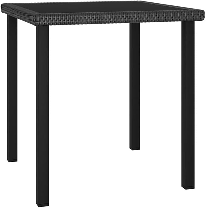 BOWERY HILL 3-Piece Outdoor Patio Dining Set, Black Poly Rattan Table and Chairs, Cream Cushions, Compact Modern Design, UV Resistant/Waterproof for Balcony, Terrace, Garden
