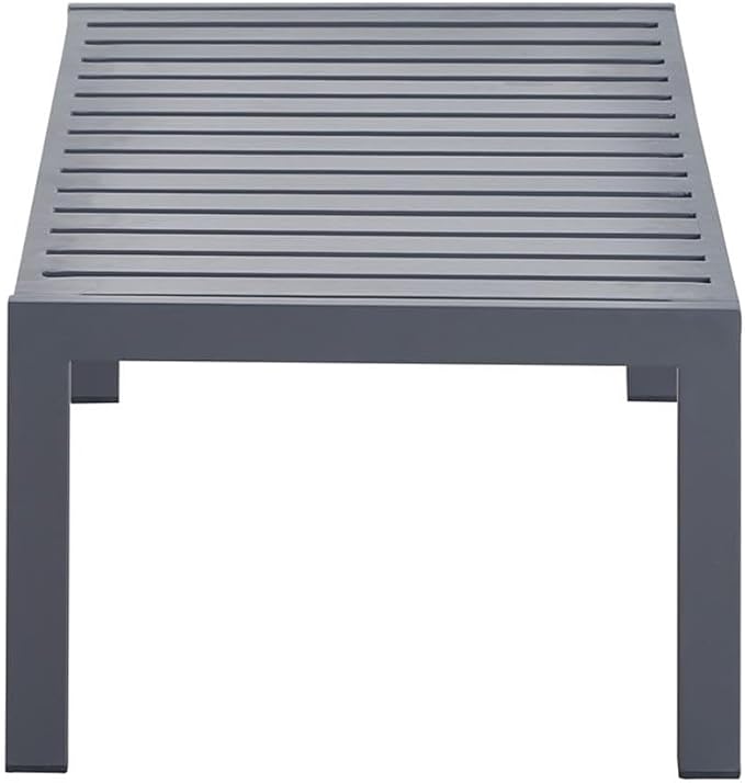 Afuera Living Modern Outdoor Coffee Table, 40 x 23 x 15.75 Inches, Gray Gunmetal Finish, Weather-Resistant Slatted Top, Durable Metal Frame, Contemporary Design for Patio or Backyard Spaces