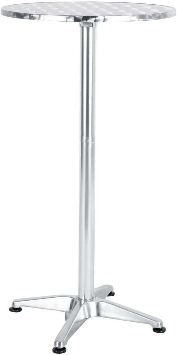 BTEXPERT 45" Bar Height 23.75" Round Aluminum Indoor Outdoor Restaurant Patio Table – Flip Top Table Stainless Steel Silver Commercial Furniture with 25.75" Base