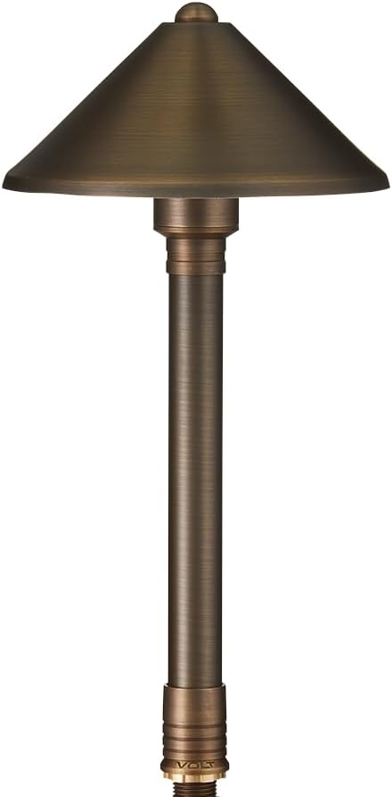 VOLT Conehead 12V Brass Mini Path Light (Bronze) & 3W 2700K G4 LED Bulb | 8-Foot Diameter Illumination, 300 Lumens, Warm White Light, Low Voltage, Ideal for Pathway Walkway Garden Driveway or Patio