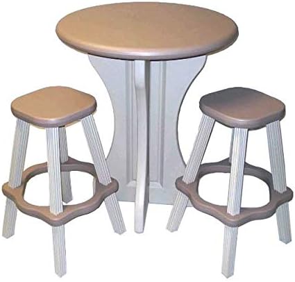 Pub Set, 30-Inch Round with 2 Stools, Taupe/Beige