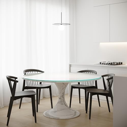 Royalty 54" Inch Round Tempered Glass Table Top – Clear Table Top Glass – Useful for Replacement, Tabletop Protector, Patio, Dining, Coffee, Desks - 1/4" Thick Flat Polished Edge