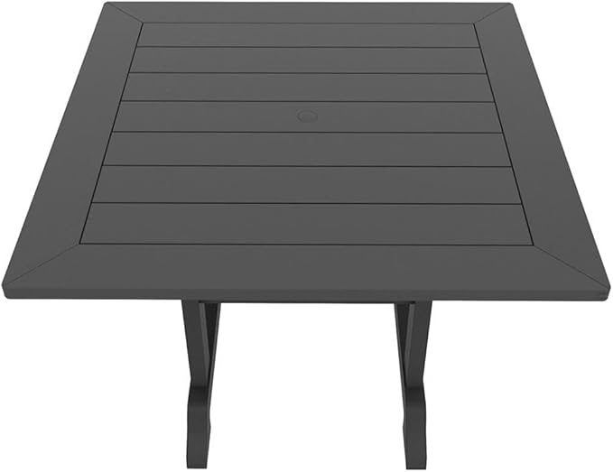 Costaelm Square Outdoor Dining Tables, 43'' Patio Table with Umbrella Hole for 4 Person, Balcony Outdoor Buffet Porch for Outside Lawn Porch Bistro Furniture, Gray