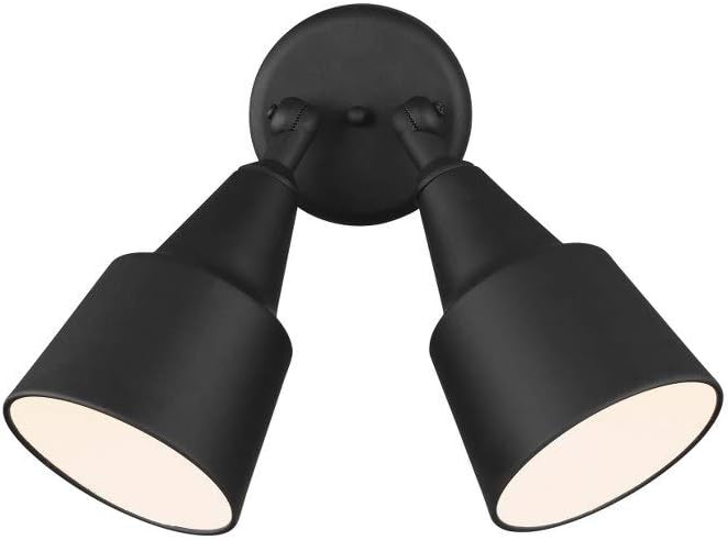 Generation Lighting 2-Light 12.5-Inch Adjustable Flood Light in Black | Wet-Rated Aluminum Fixture with Matching Shade, an Exterior Lighting Fixture and Outdoor Lamp for Home Security or Driveway