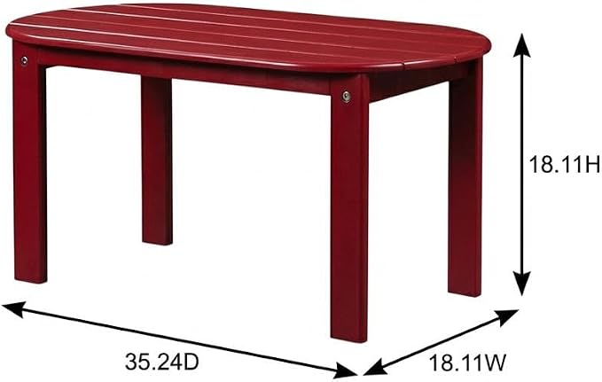 Red Coffee Table with Solid Wood and Acacia Materials, Compact Design, Stylish Finish, Ideal for Patio Or Lounge Areas