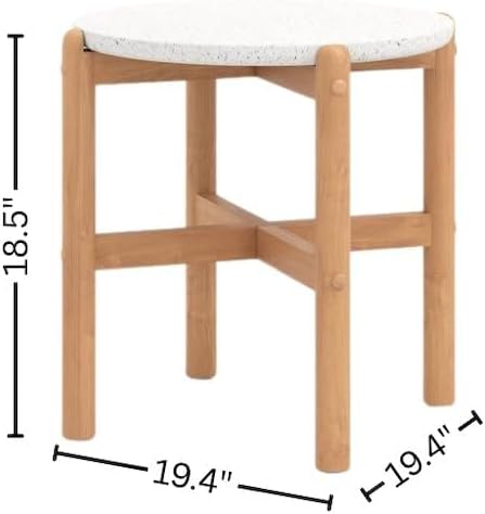 Outdoor Side Table, Round Patio Side Table with Terrazzo Top, Ideal Outdoor Metal Table and Small Patio Tables for Outside Settings