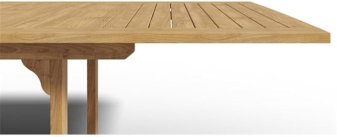 Pemberly Row Teak Outdoor Dining Table, Double Extensions, Natural Hand-Sanded Finish, Premium Durable Wood, Adjustable Length 82.75-118 in, Sturdy Patio Furniture for Backyard BBQ or Family