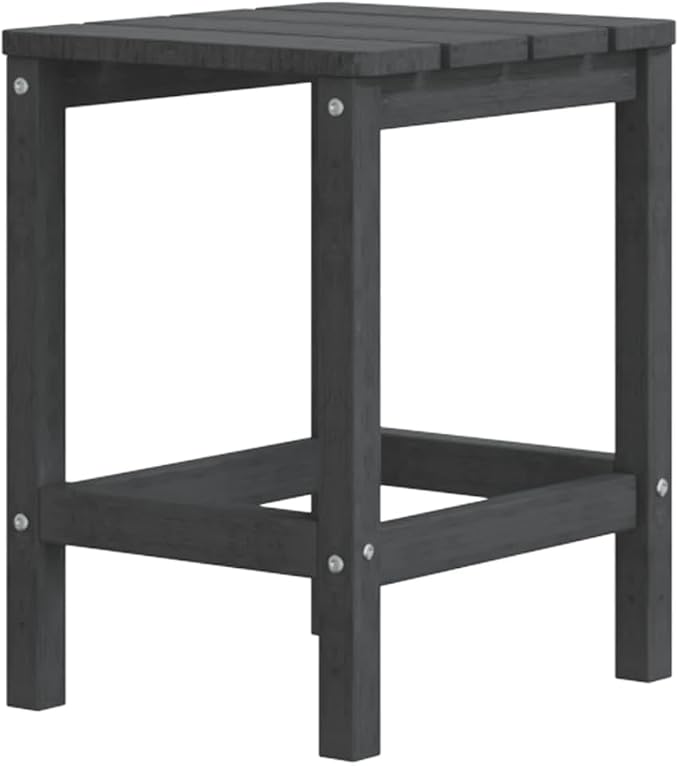 Square Garden Adirondack Side Table, Modern Anthracite Outdoor Patio Table, Durable HDPE and Steel Construction, Compact End Table for Plants and Drinks, 15 x 15 x 18.1 Inches