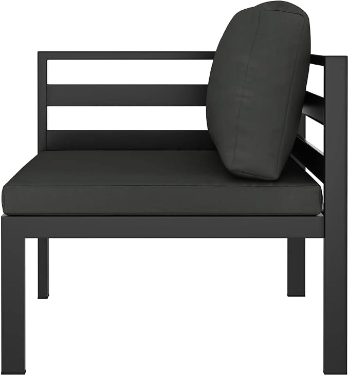 3-Piece Garden Lounge Set, Anthracite Aluminum Patio Furniture Set, Modular Outdoor Sectional Sofa with Cushions and Table for Yard, Balcony and Terrace