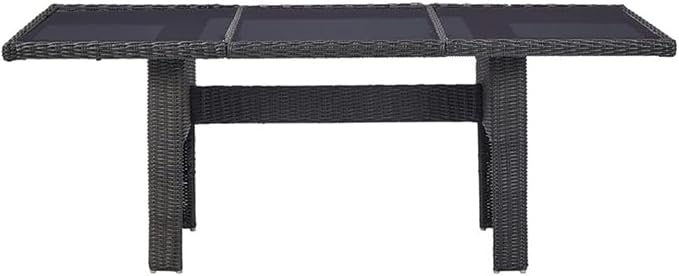 BOWERY HILL Outdoor Patio Dining Set, Black PE Rattan, 7-Piece, Includes Rectangular Table, 6 Chairs with Removable Cushion Covers, Powder-Coated Steel Frame, Seats 6, Modern Style for Garden or