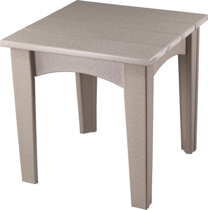 LuxCraft Island End Table – HDPE Poly Lumber Outdoor Side Table, Weatherproof Patio Accent Table, Low-Maintenance Porch Furniture (Weatherwood)
