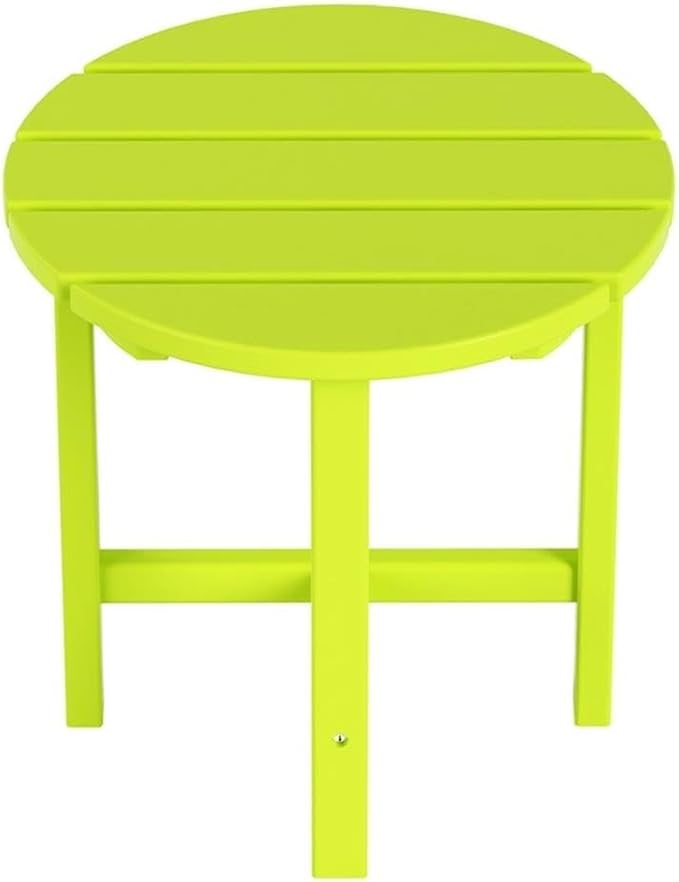 Costaelm Round Outdoor Side Tables, Adirondack Patio Tables for Outside, HDPE Patio End Table Weather Resistant, Balcony Table for Pool, Seaside, Backyard, Porch, Indoor Companion, Lime