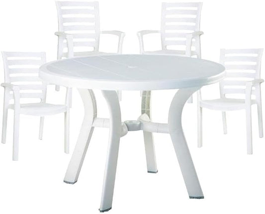 Home Square Patio Dining Sets for 4 People, Modern Outdoor Furniture with Round Patio Dining Table and Chairs, Heavy Duty UV Resistant Resin Frame