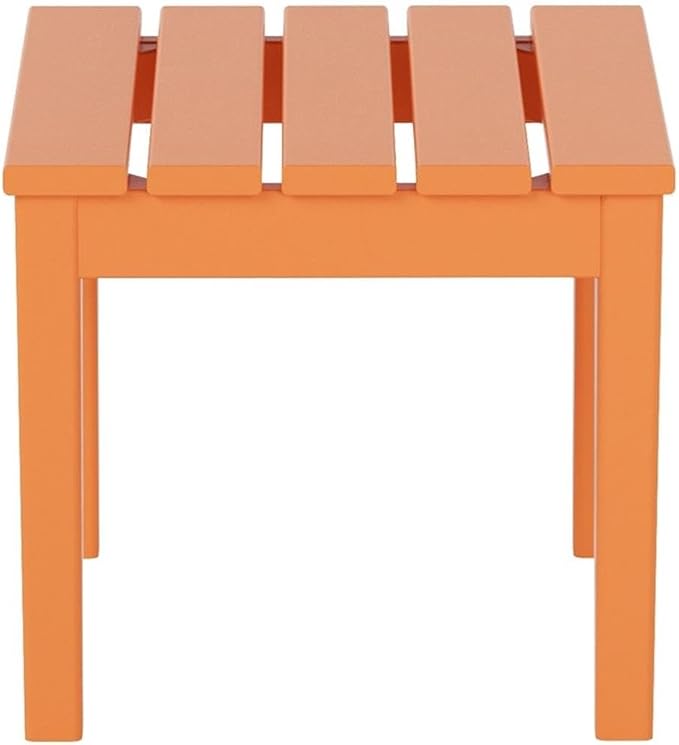 Costaelm Small Outdoor Side Table, Patio End Table Weather Resistant Outdoor Coffee Table, Square Conversation Table for Indoor, Porch, Balcony, Garden, Poolside, Deck, Orange