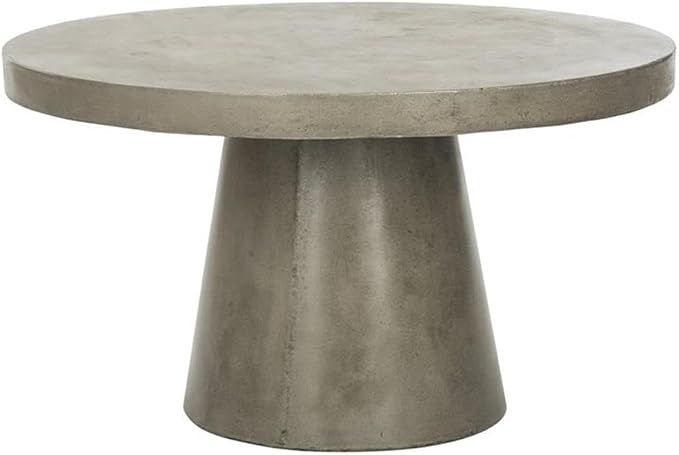 Pemberly Row Round Concrete Coffee Table, 15.75" H x 27.56" W, Dark Gray Finish, Weather-Resistant Indoor/Outdoor Design, Modern Patio or Living Room Table, Durable Concrete and Acrylic Construction