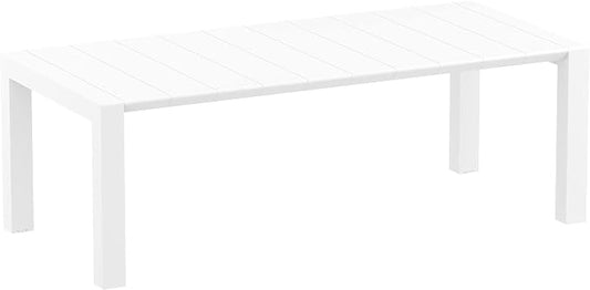 Resol Grupo Compamia Vegas 86" Extendable Patio Dining Table in White, Commercial Grade