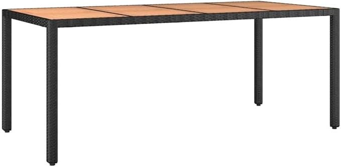 Afuera Living Contemporary 7 Piece Patio Dining Set, Powder-Coated Steel and Acacia Wood, Black Finish, Includes 1 Table and 6 Chairs with Cushions, UV-Resistant, Outdoor Use for Garden or Terrace