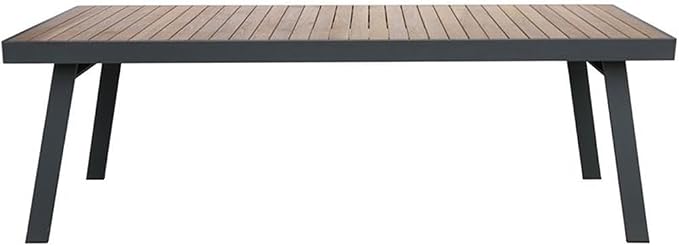 Armen Living Nofi Outdoor Dining Table, Charcoal/Teak Wood
