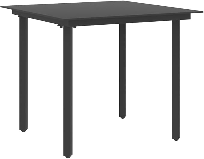 3 Piece Patio Dining Set, Small Outdoor Table and Chairs with Glass Top and 2 Black PVC Rattan Bistro Chairs for Backyard, Garden, Balcony, Porch