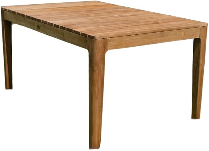 Posh Pollen Malibu Outdoor Teak Dining Table – Solid Grade-A Wood, Plank-Style Design, Weather-Resistant, Seats 6, Ideal for Patio or Garden Entertaining