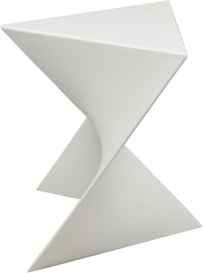 LeisureMod 15.75" Triangular Side Table, Stackable Plastic Accent End Table for Indoor & Outdoor Use, Weather-Resistant Modern Patio & Living Room Table, Set of 4, White