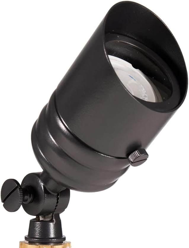 VOLT Fat Boy 12V Brass Outdoor Mini Spotlight (Black) | Lamp Ready, Low Voltage, Ideal for Landscape Lighting of Yard Lawn Garden Patio Trees & House