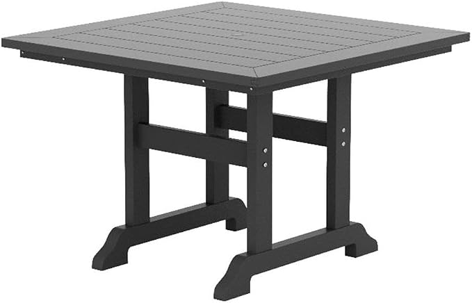 Costaelm Square Outdoor Dining Tables, 43'' Patio Table with Umbrella Hole for 4 Person, Balcony Outdoor Buffet Porch for Outside Lawn Porch Bistro Furniture, Gray