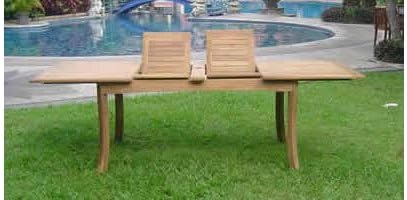 8 Seater Grade-A Teak Wood 9pc Dining Set: Large 117" Double Extension Rectangle Table and 8 Marley Reclining Arm Chairs #TSDSMR8