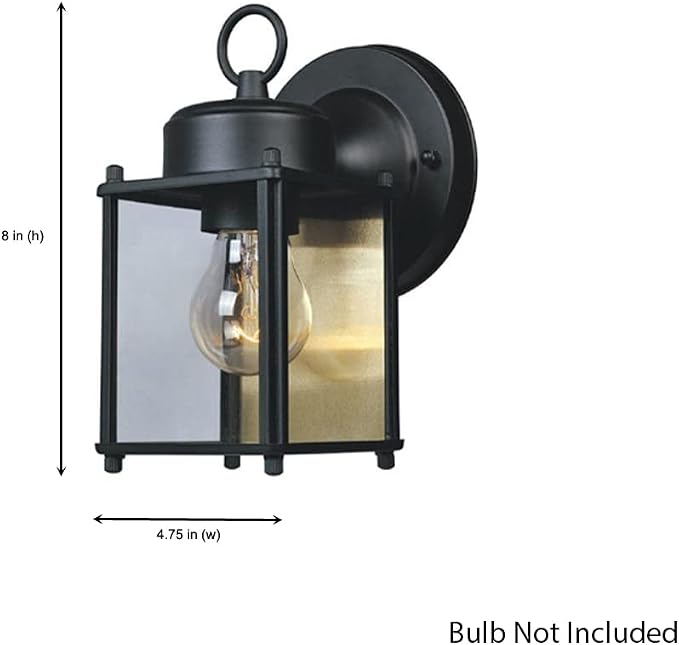 DESIGNERS FOUNTAIN Preston Outdoor Light Fixture, 8 Inch Exterior Wall Lantern Sconce for Front Door, Patio and Porch, Black, 1161-BK (Pack of 2)